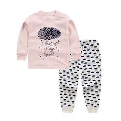 Зимние Детские пижамы Пижама для новорожденных девочек комплект одежды для сна хлопковые пижамы детские пижамы набор для нижнее белье для
