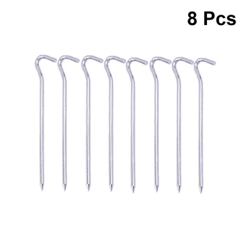 

8PC Mark Stakes Question Shape Durable Aluminum Alloy Pegs With Hook For Tent Ground Garden Fixed Camping (Sliver)