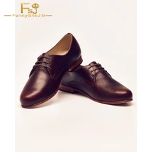 Maroon/женские оксфорды; винтажные модельные туфли на плоской подошве со шнуровкой; повседневные туфли из лакированной кожи с острым носком; цвет коричневый; FSJ; Размер 16