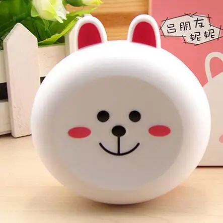 Lymouko дизайн милый кролик узоры с зеркалом контактные линзы чехол Пластиковые линзы коробка для женщин - Цвет: Белый