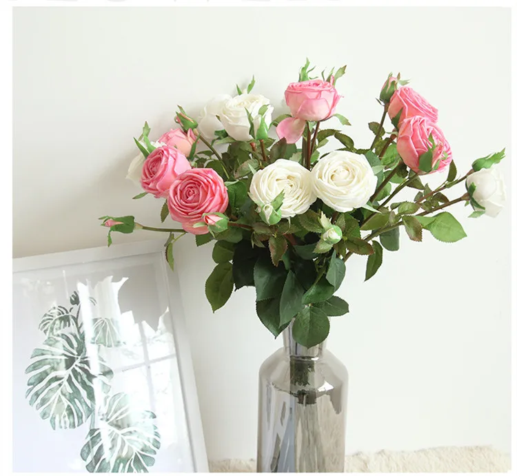 Flone Искусственный цветок розы филиал поддельные розы моделирования реального сенсорный букет роз Свадебный дом украшение партии Цветочный Art