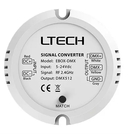 

EBOX-DMX; DMX Signal Converter Wireless Module;5~24Vdc input/RF 2.4GHz/DMX512