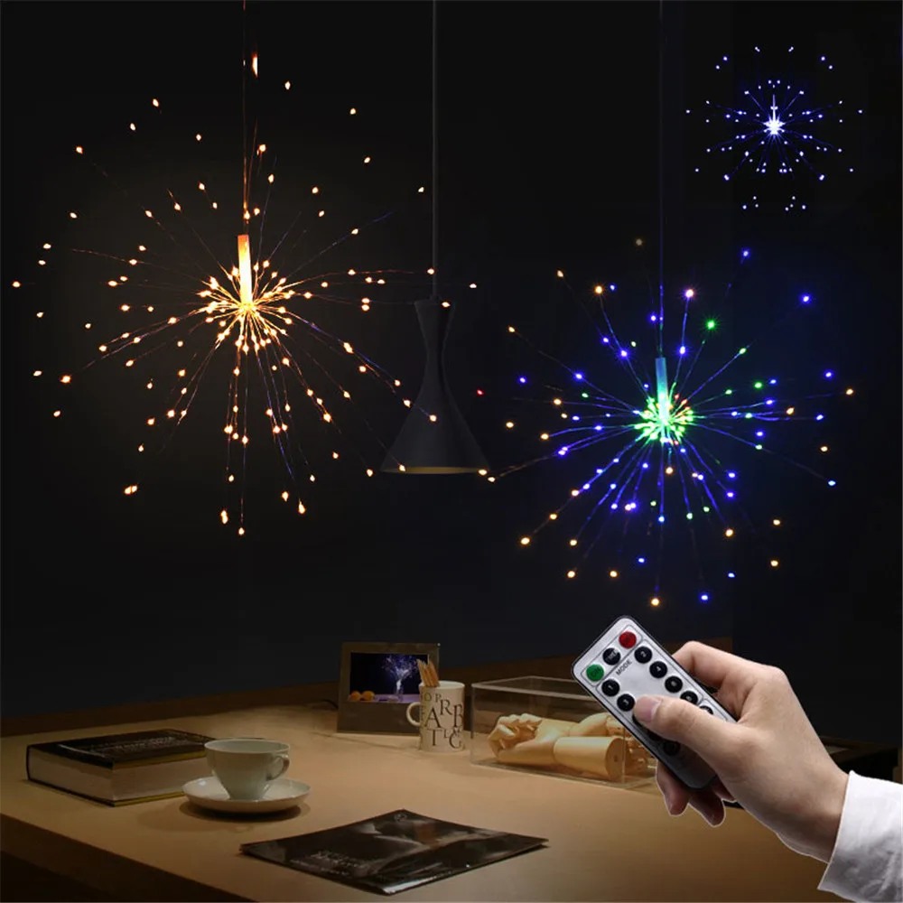 200 leds Starburst Copper string light With Remote battery powered Dimmable Fairy decoration Indoor/Outdoor hanging light Party