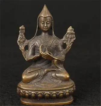 

Chinese Bronze Carved Tibetan Buddhism Je Tsongkhapa Buddha Statue