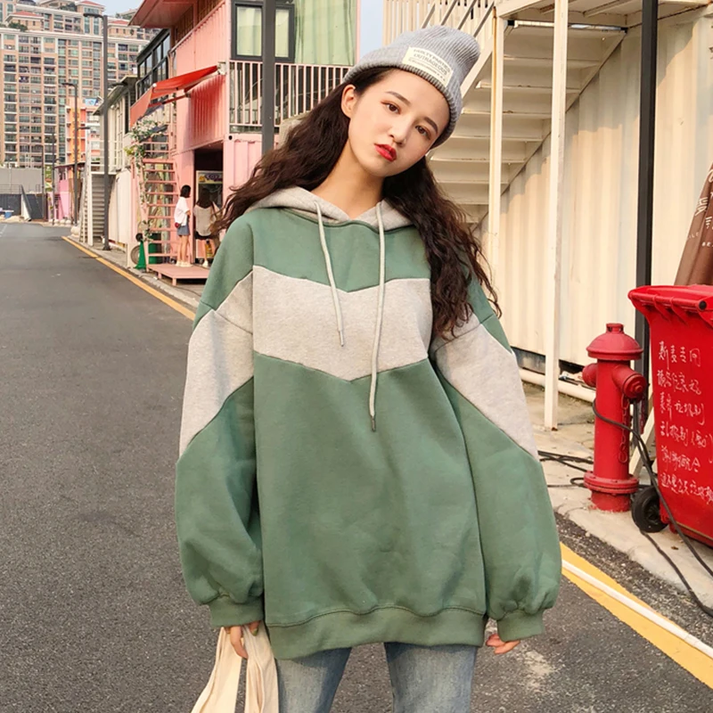 

Women's Clothing Korean loose harajuku Sweet Striped ulzzang Hoodies Hooded Lantern sleeve New Autumn hipster BF Sweatshirts
