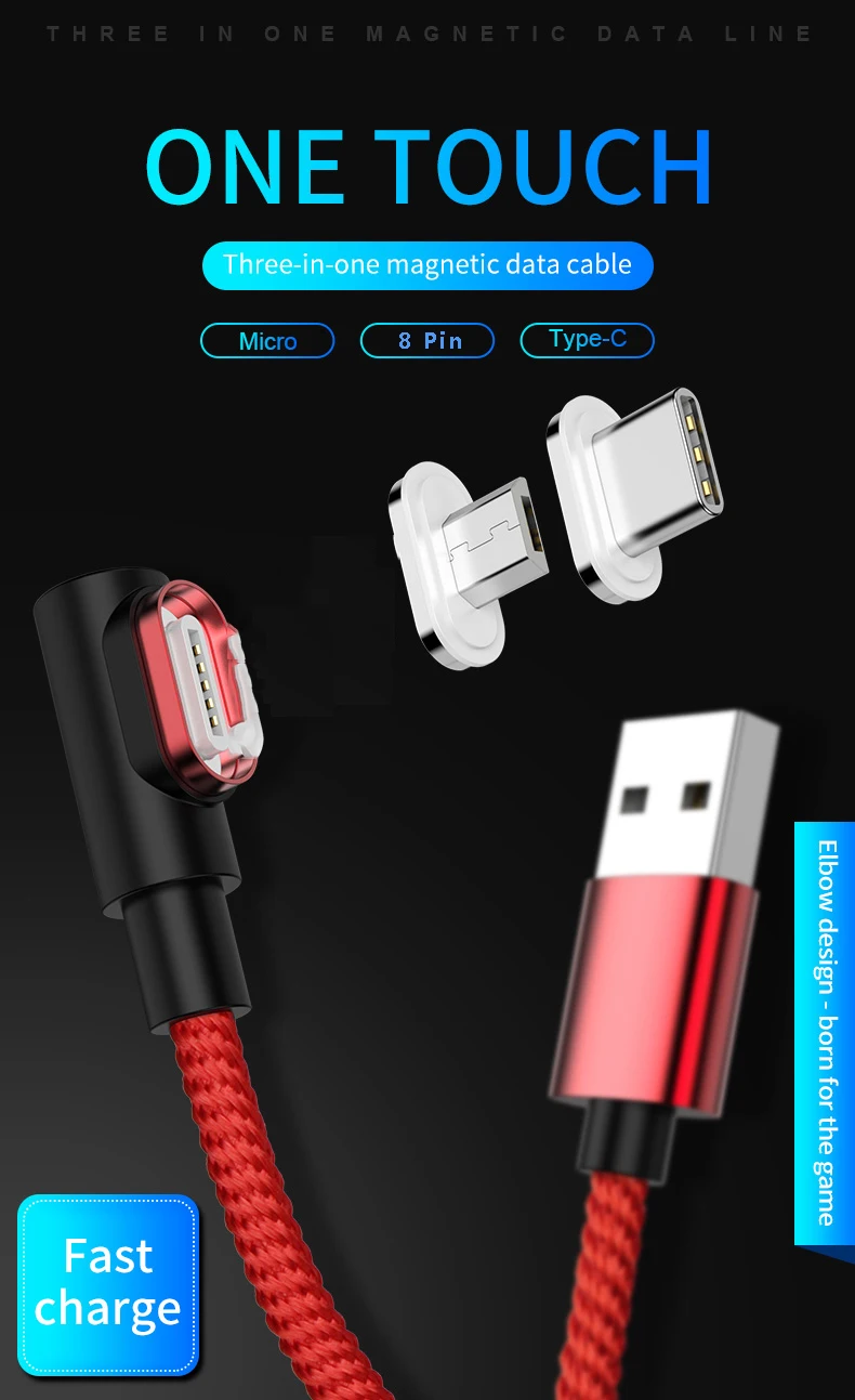 Магнитный usb-кабель Uverbon, 3 А, Micro USB, быстрая скорость зарядки, зарядное устройство, Тип C, кабель для зарядки данных, для Android, кабели для мобильных телефонов