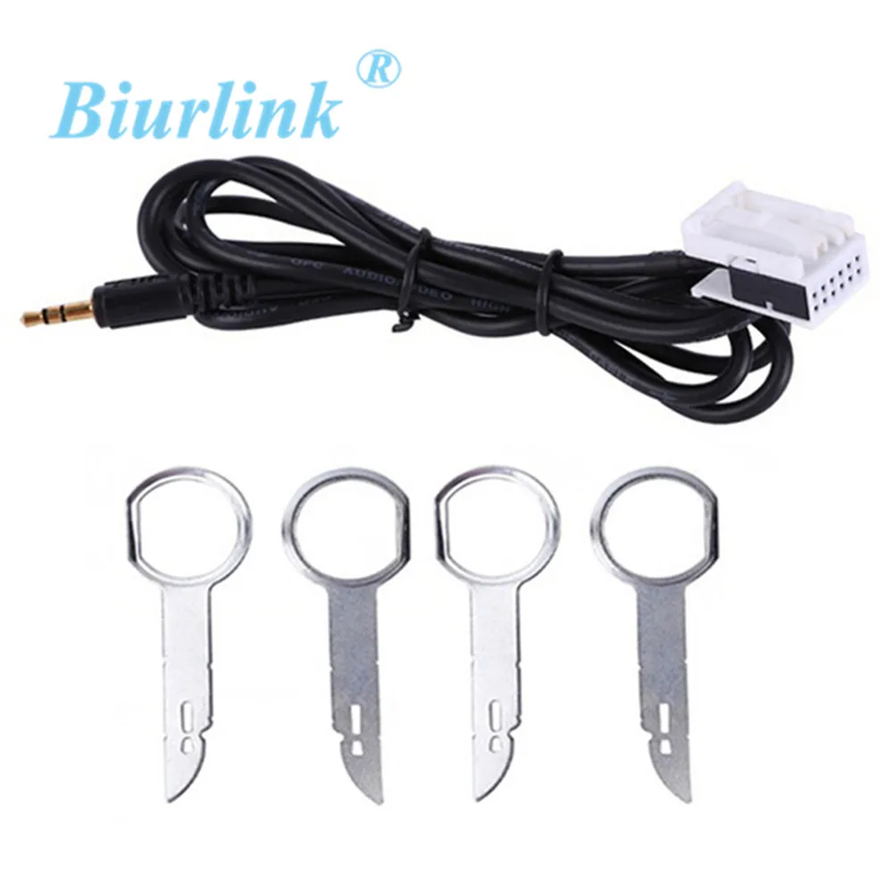 

Biurlink CD 6000 AUX Audio Input Adapter Cable with Removal Keys Tool For Ford 6000CD 3.5mm Jack Plug