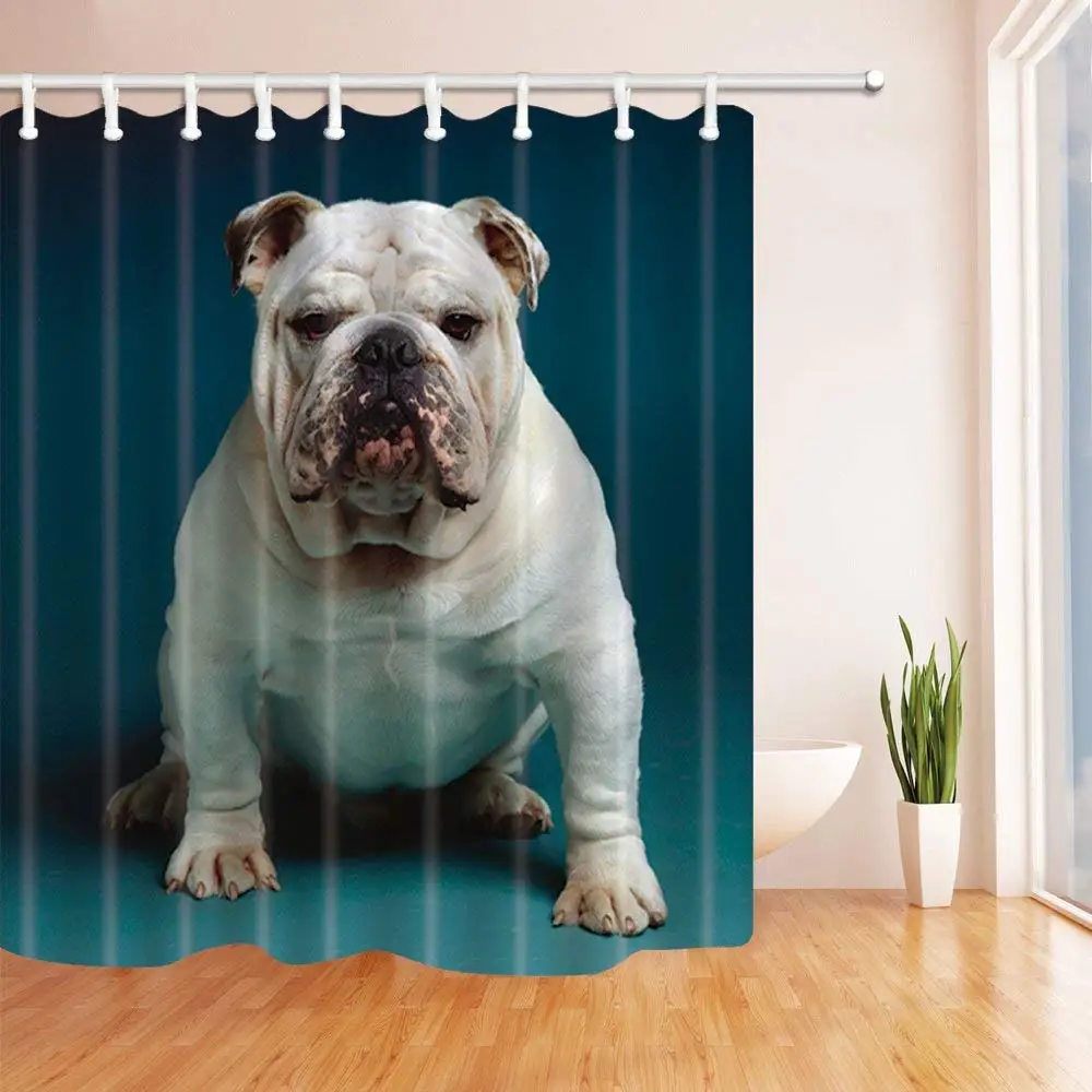 A Strong British Bulldog Pet for Family Bath Curtain Polyester Fabric