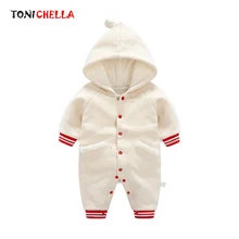 Плотные теплые толстовки с капюшоном для новорожденных; хлопковый однобортный зимний свитер; Осенняя повседневная одежда с длинными рукавами для маленьких мальчиков и девочек; CL5199