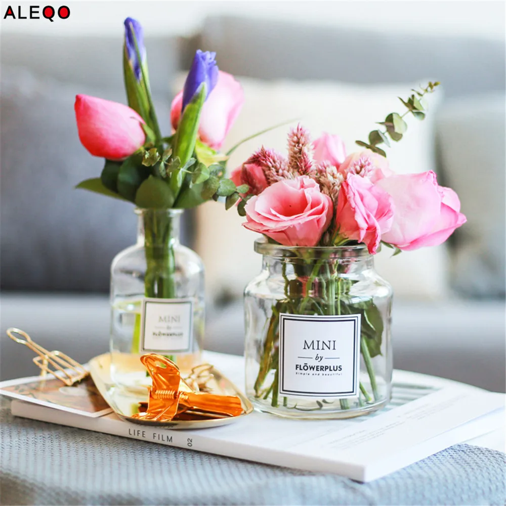 

Nordic Chic Glass Gray Storage Jar Bottle Scandinavian European Transparent Desk Storage Bottle Organizer Flower Container Decor