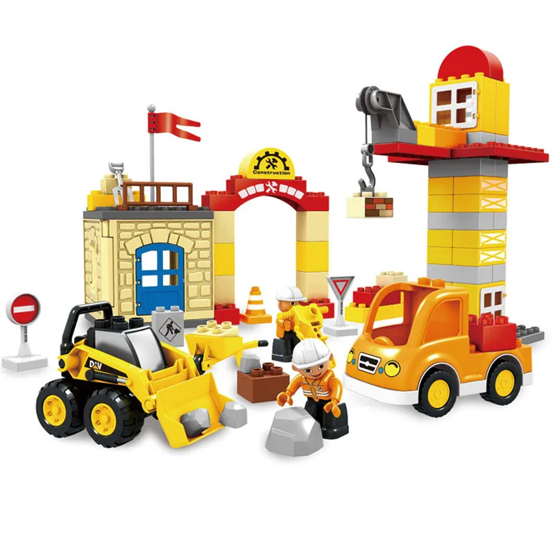 

Diy City Engineering Team Excavator Van Building Blocks DIY Bricks Toys for Children Compatible Legoingly Duploe Christmas Gifts