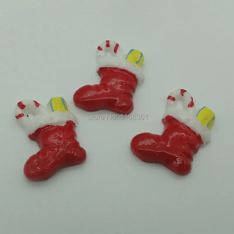 1pcs/lot resin flatback gift stockings 22mm Cabochons Scrapbooking Hair Bow Center DIY Christmas decration C108-10