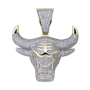 

TOPGRILLZ Bull Demon King Gold Silver Color Chain Iced Out Pendant Necklace Men With Tennis Chain Hip Hop/Punk Fashion Jewelry