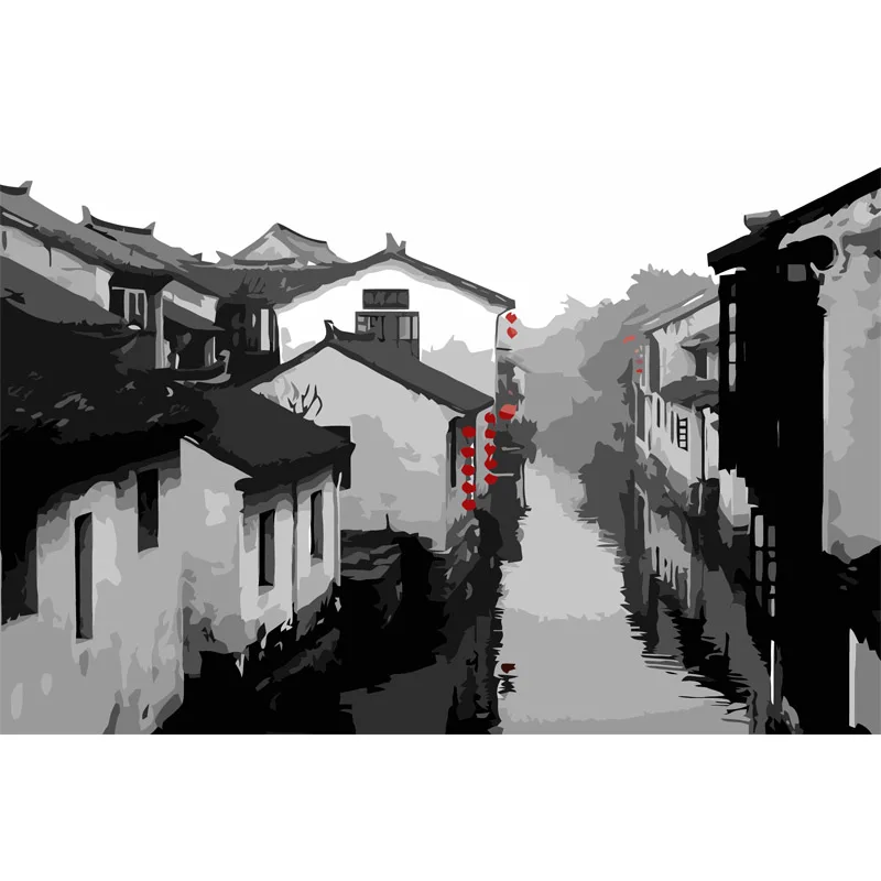Chinese style Wu town DIY Painting By Numbers Acrylic Paint By Numbers