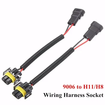 

Hot Sale 2Pcs 9006 To H11 H8 Headlight Fog Light Conversion Connector Wiring Harness Plug Cable Socket Connector Repair Kit