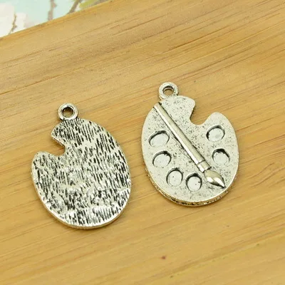

free shipping 50pcs/lot A6047 antique silver Paint tray shape alloy charm pendant fit jewelry making 20x27mm wholesale