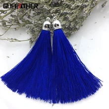 GUFEATHER 6.5CM tassel/Brush/Silver hat/Earring accessories/diy accessories/hand made/jewelry making 10pcs/bag