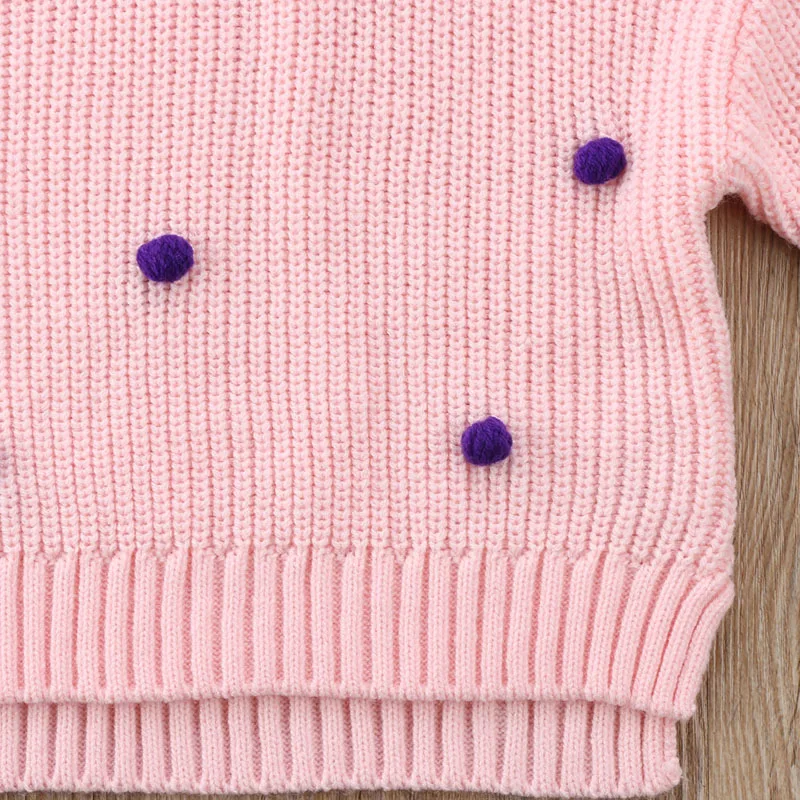 Детское зимнее пальто для девочек вязаный свитер детский трикотаж пуловер Топы с рукавами одежда для малышей милые теплые Повседневные свитера для девочек