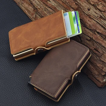 

Men Wallet Rfid Mini Wallet Small Slim Metal Male Purse Thin Walet Money Bag Luxury