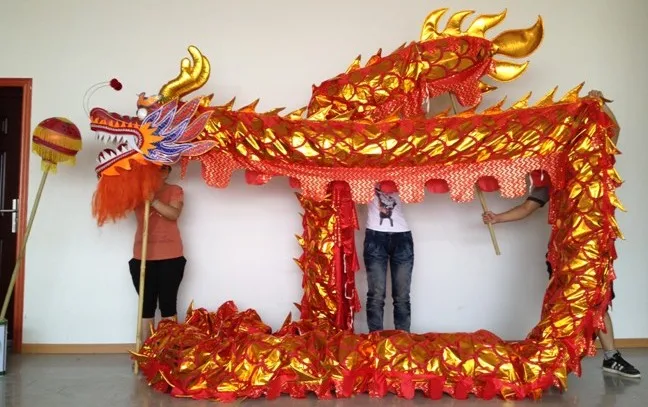 

10m Length Size 3 red -gold Chinese LED DRAGON DANCE ORIGINAL Dragon Chinese Folk Festival Celebration Costume