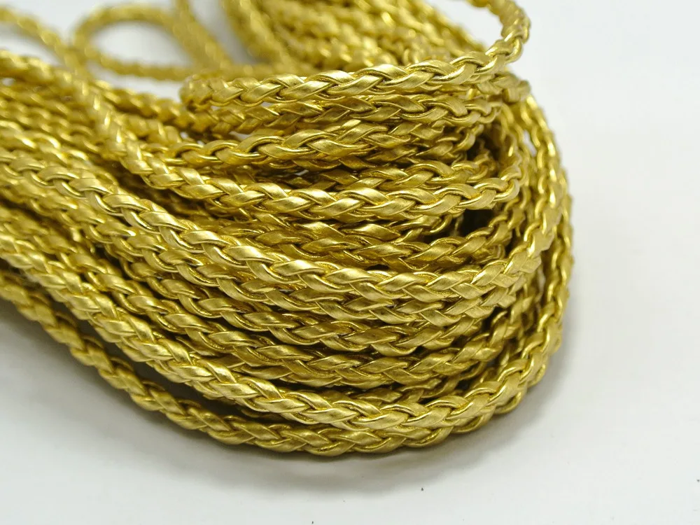 

32.8 Feet Gold Braided Leatheroid String Jewelry Cord 3mm