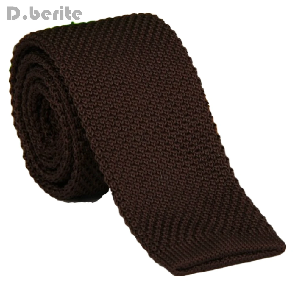 Men/'s Dark Brown Tie Knit Tie Narrow Slim Skinny Woven Knitted Necktie ZZLD912