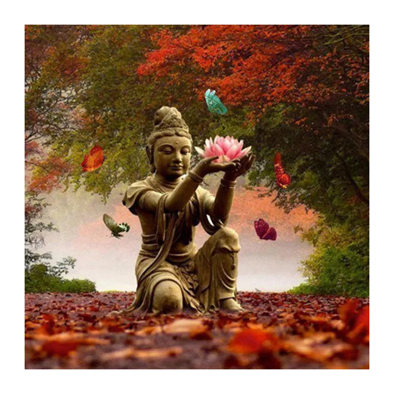5D Diy diamond painting cross stitch diamond embroidery Holding the lotus Buddha statue picture Home Decoration diamond mosaic