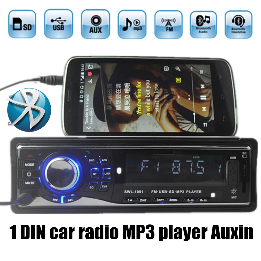 free shipping 12V 1 DIN Car Radio Stereo Player Bluetooth Phone AUXIN
