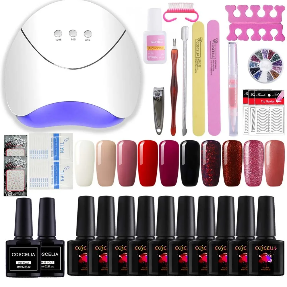 

COSCELIA 36W UV Manicure Set Nail Extension Gel Nail Polish set For Nail Art Varnish Electric Nail Dryer Tools For Manicure Set