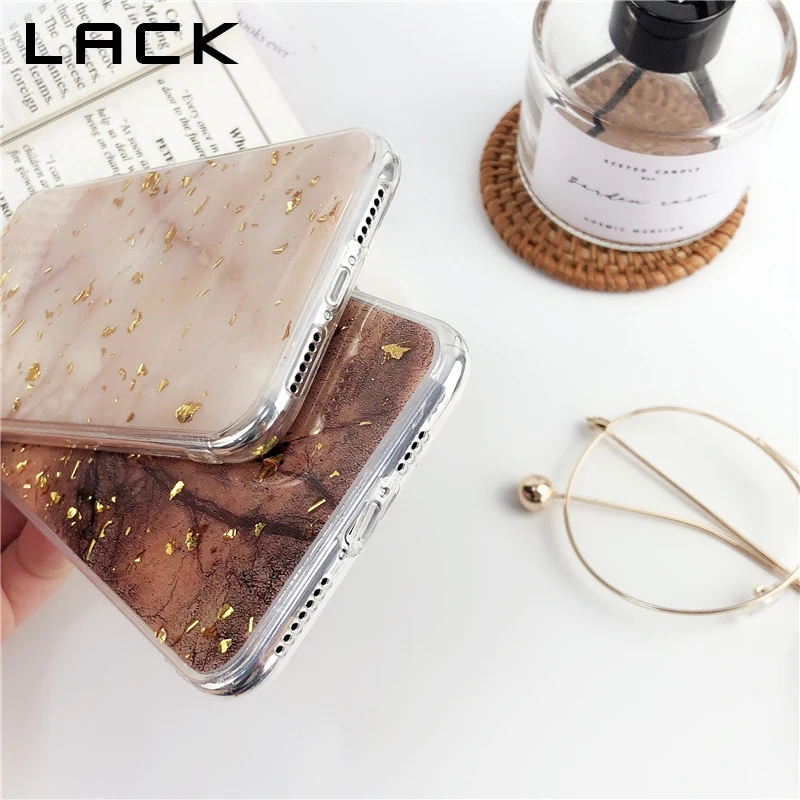 Чехол LACK с золотой фольгой и мрамором для iphone 11 11Pro Max XS XR X 6S 6 7 8 Plus роскошный модный