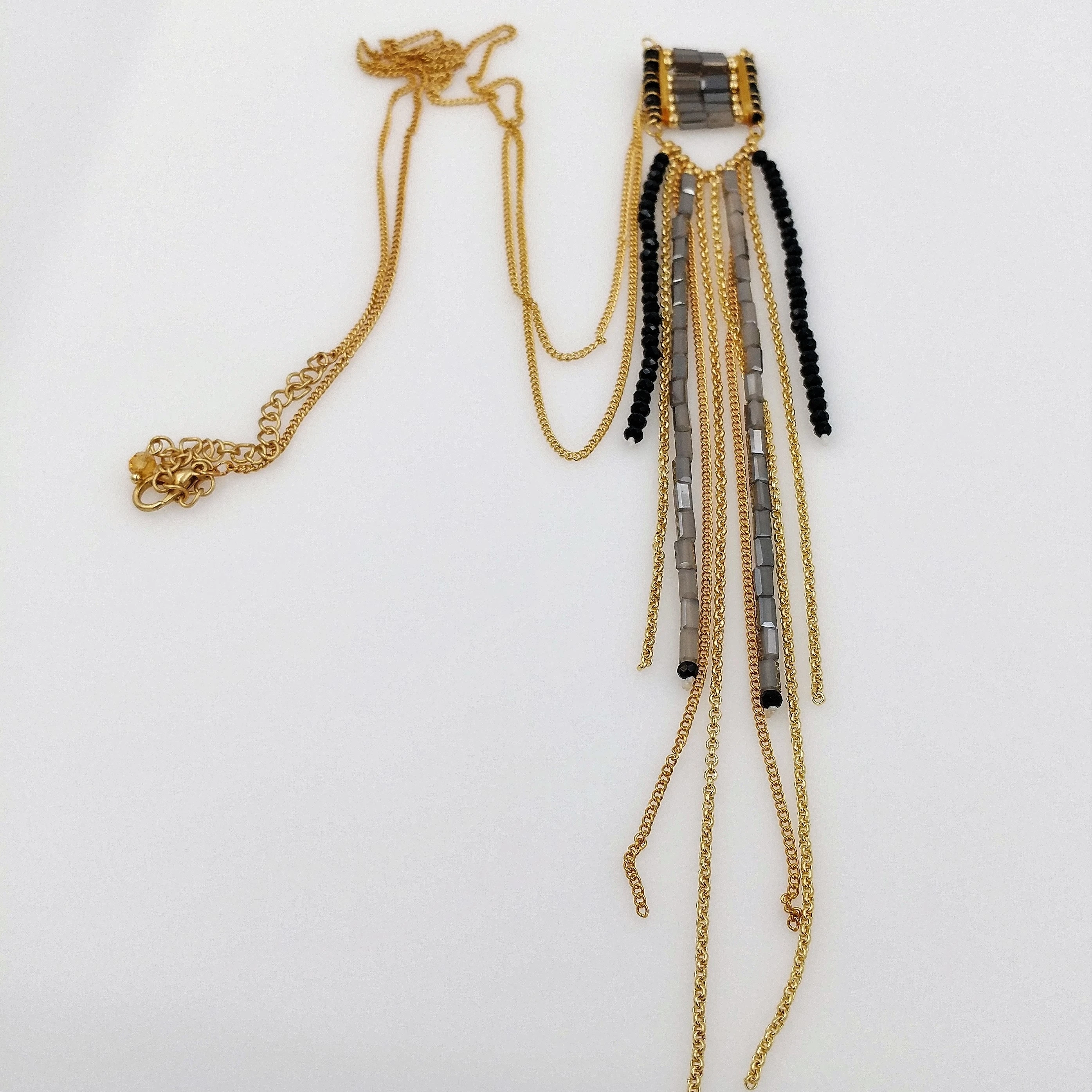 Tribal Faceted Bugle Bead Long Necklace (1)
