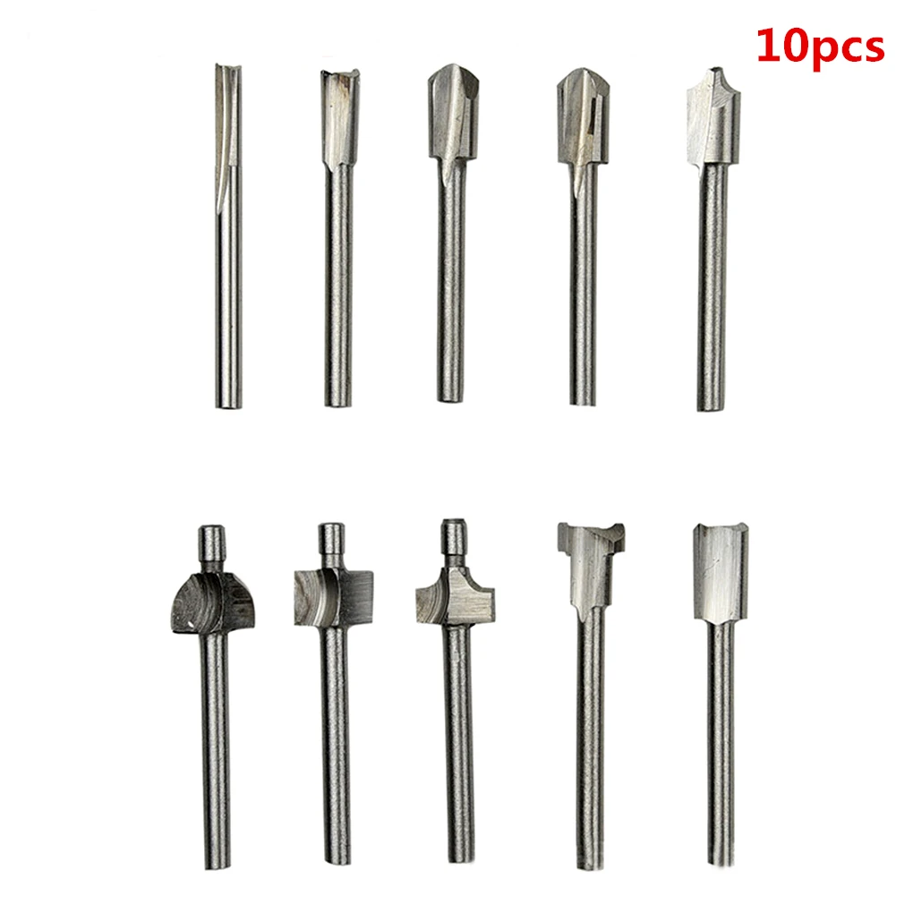 

10pcs 3mm1/8" Woodworker Wood Trimming Knife HSS Woodworking Edger Engraving Machine Pattern Trim Router Bit Slot Milling Cutter