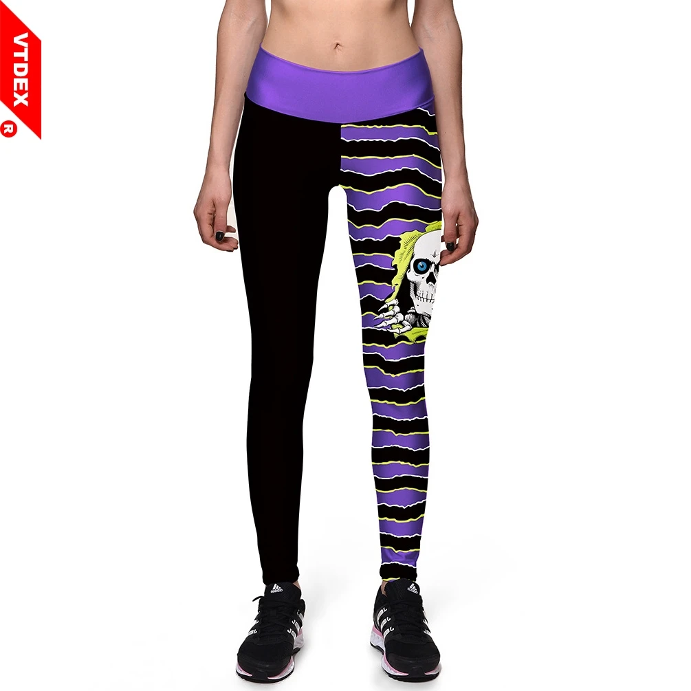 VTDEX Women Skinnt Fitness Pants Skull Pattern Halloween