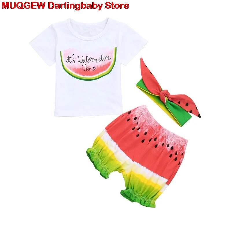 Kids Clothes Cartoon Letter Watermelon Printed Summer Top T Shirt