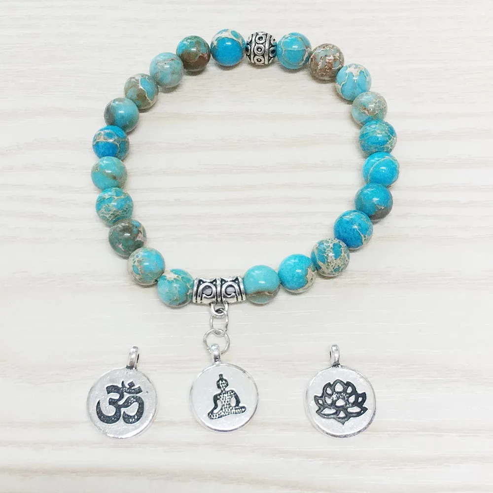 Винтажный дизайн Мужской Йога браслет рука Фатимы Шарм Синий Камень Браслет простой Подарочный ювелирные изделия для него