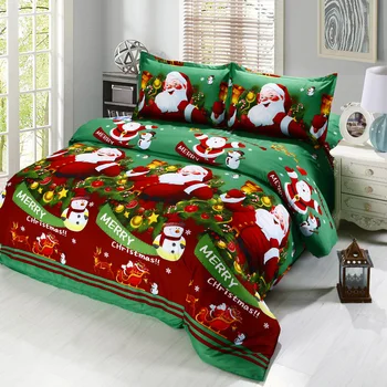 

Merry Christmas Gift 4pcs Bedding Set 3D Printed Santa Claus Deep Pocket Bedding Set Bedclothes Cover Bed Sheet 2 Pillowcases