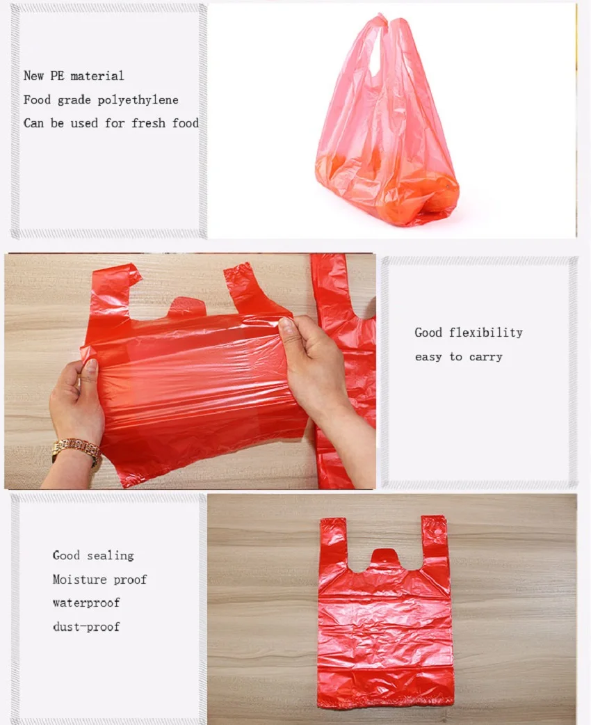 Совершенно пищевой pe прозрачный жилет мешок супермаркет шоппинг портативный пластиковый мешок упаковочная сумка удобная сумка с фабрики ga