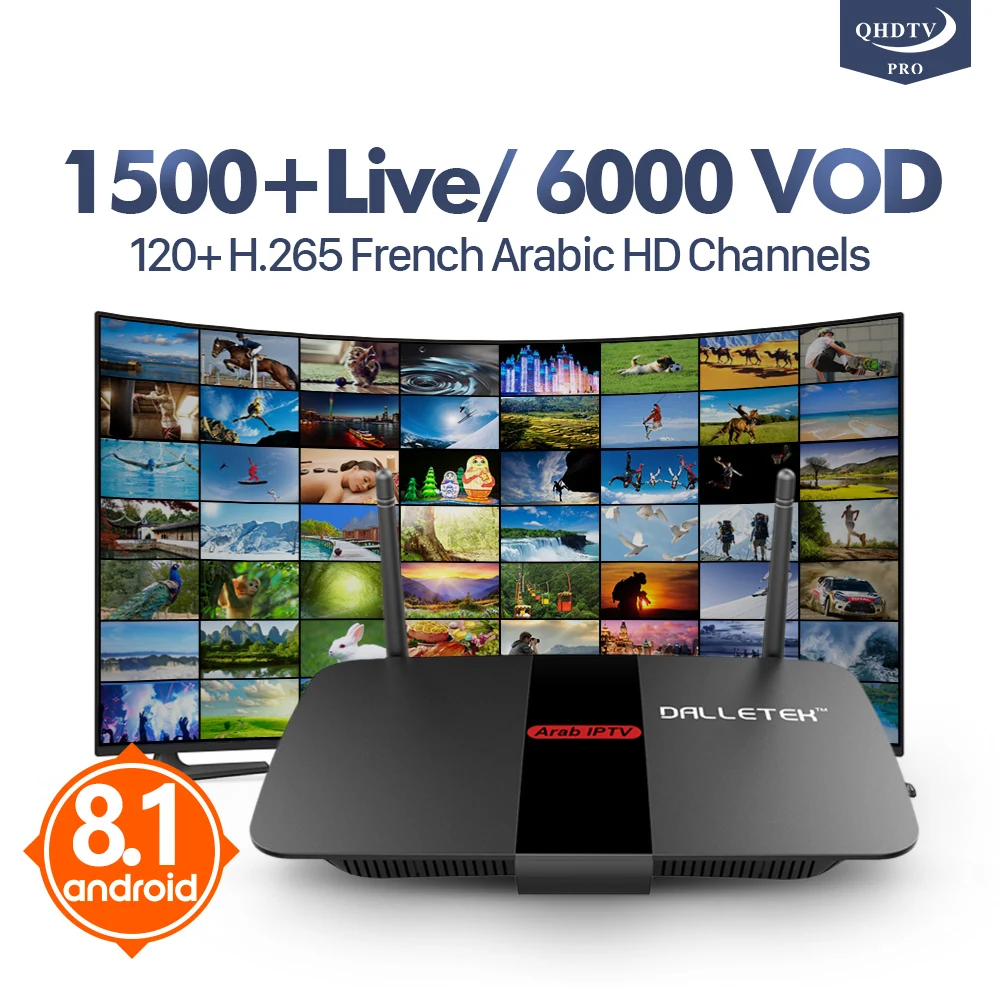 

IPTV Subscription QHDTV Pro R1 Arabic France IPTV Box Android 8.1 RK3229 TV Receivers 1 Year IPTV Decoder H.265 French Channels