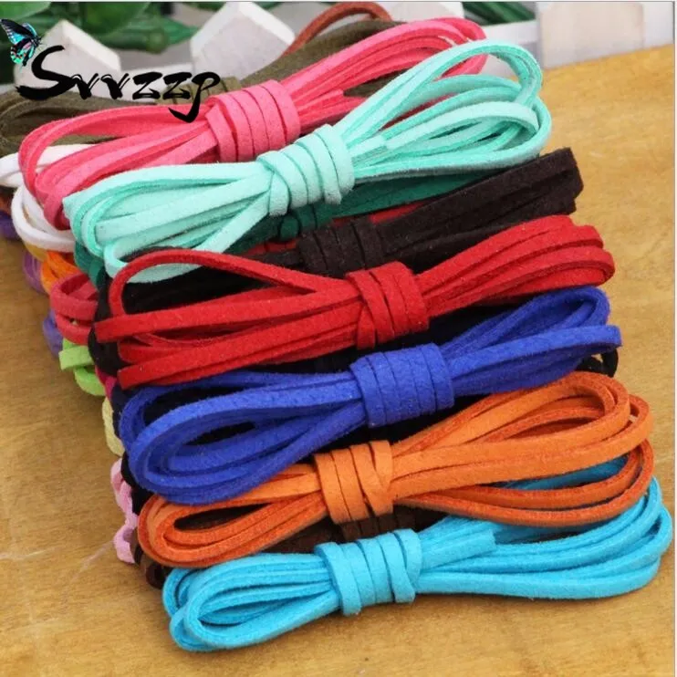 10Yards/lot 3mm Flat Faux Suede Korean Velvet Leather Cord Multi-Color string Rope DIY Handmade Jewelry Making Finding | Украшения и