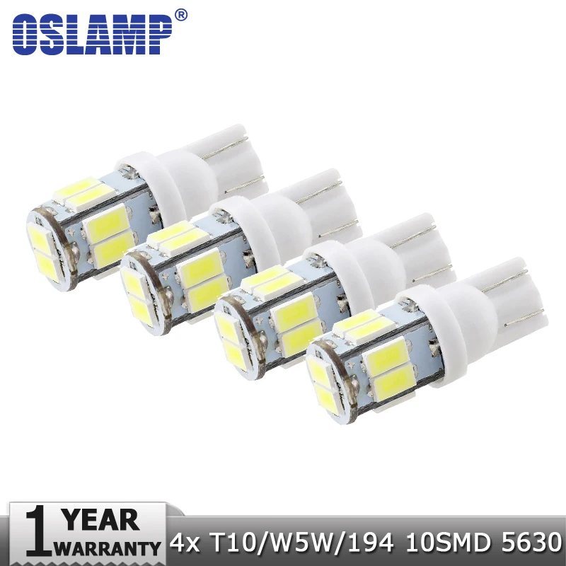 

Oslamp 4pcs T10 W5W Car Led Signal Light Bulb SMD White Clearance Break Light Turn Signal Light Backup Reverse Reading Light 12v