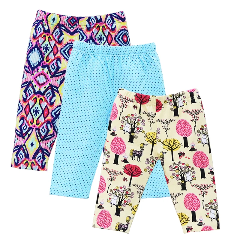 Girls Autumn Legging Cotton Pants 3 pcs/lot Knee Length Pants Capris Baby Clothes Child Kids Clothing Little Q