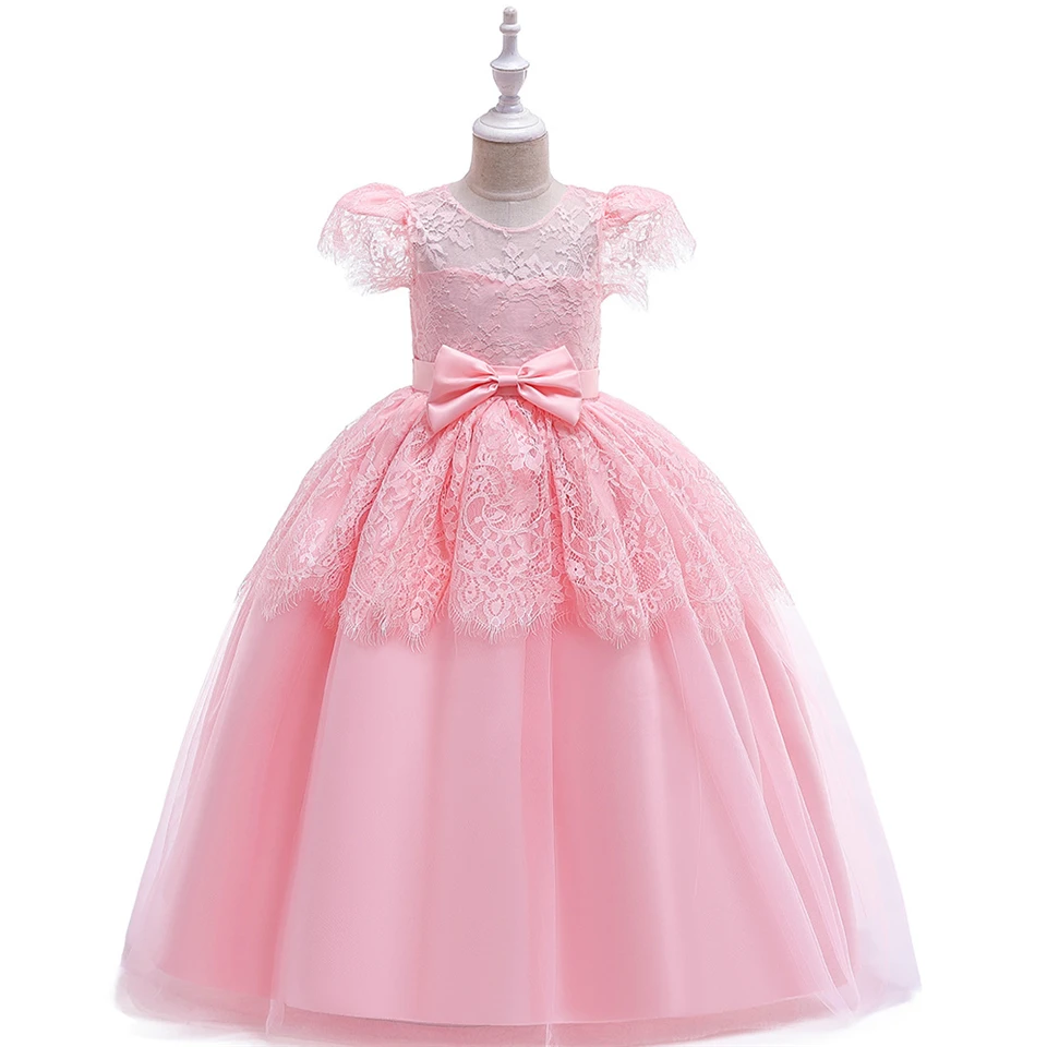 Великолепные пышные платья для девочек; желтое, розовое платье для первого причастия; детское свадебное платье для дня рождения; кружевное длинное платье для торжеств