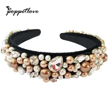 Новинка; модная детская одежда в европейском Винтаж барокко повязка Полный Имитация жемчуга Стразы с украшением в виде кристаллов, с головными повязками золотая корона украшения для волос кольцо