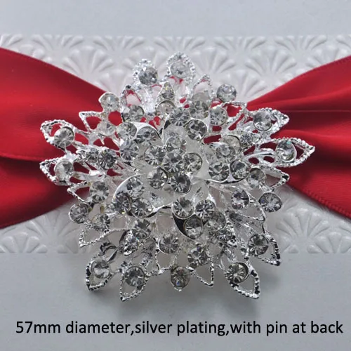 (S0571) брошь из страз диаметром 57 мм посеребрение с булавкой сзади|rhinestone brooch|silver pin