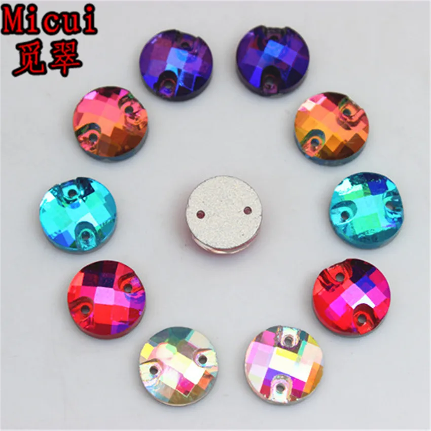 

Micui 50PCS 10mm Sew on 2 Hole Round Crystal Rhinestones Glass Crystals For Clothes Dress Jewelry Decorations ZZ154