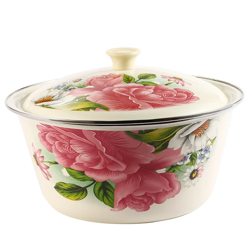 

1PCS Simply Salad Bowl Large Capacity Hand pilaf bowl Multi-purpose kichen Storage Container Easy Clean Made of Enamel