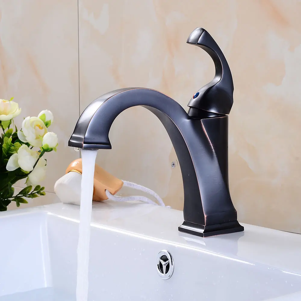 

European bathroom faucet black single handle hot cold switch water mixer faucet washbasin bathroom deck installation faucets