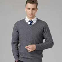 Мужской свитер из чистого кашемира, вязаные зимние теплые пуловеры с v-образным вырезом и длинным рукавом, стандартные свитера, мужской джемпер, 5 цветов размера плюс