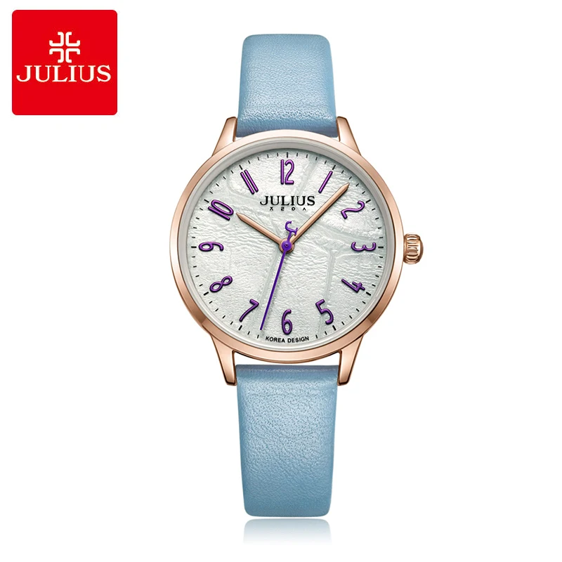 Julius женские кожаные часы с большим циферблатом, кварцевые часы, модные повседневные водонепроницаемые наручные часы, студенческие часы, часы Reloj
