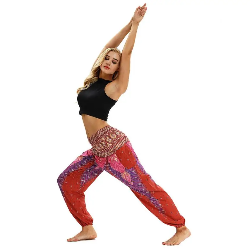 Сексуальные удобные штаны для йоги Новые мужские и женские свободные Два ношения большие брюки для йоги шаровары Высокая талия спортивные брюки